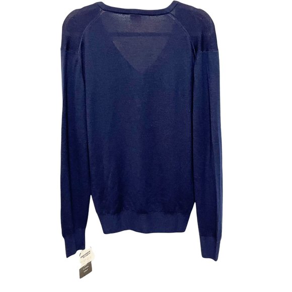 Men's Geiger VINTAGE Navy Wool V Neck Sweater - Picture 3 of 10